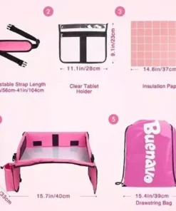 Kid-Friendly Car Seat Activity Tray with Waterproof Storage