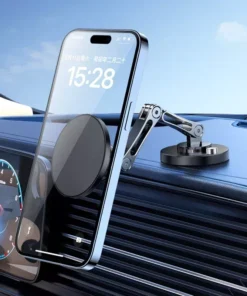 Magnetic 360° Rotating Car Phone Holder for iPhone 12, 13 & 14 with Foldable Stand