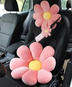 Soft Flower Car Neck & Waist Pillow with Safety Seat Belt Shoulder Pad