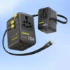 Universal 70W Travel Adapter with Retractable Cable and Fast Charging