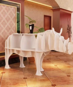 Chic Wooden Rhinoceros Bookshelf