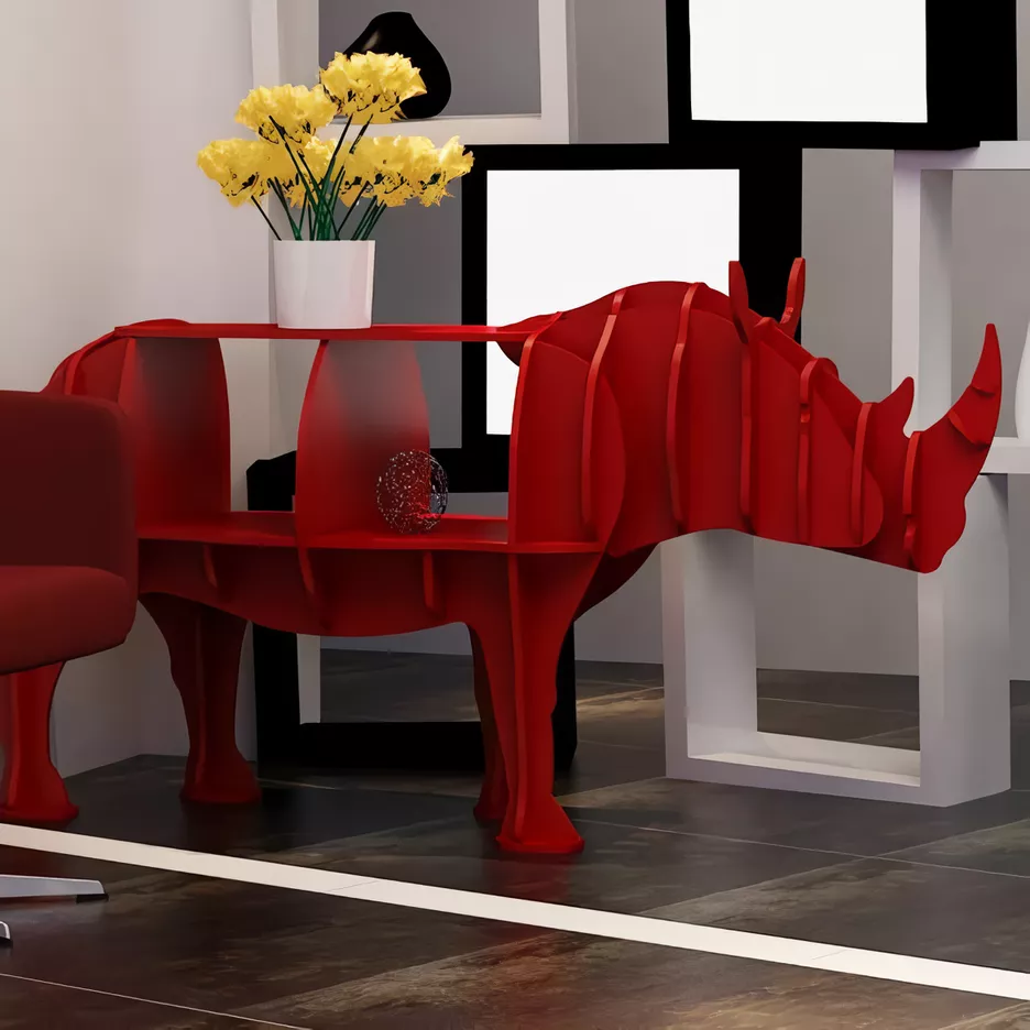 Chic Wooden Rhinoceros Bookshelf