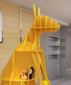Modern Kangaroo-Shaped Wooden Bookshelf