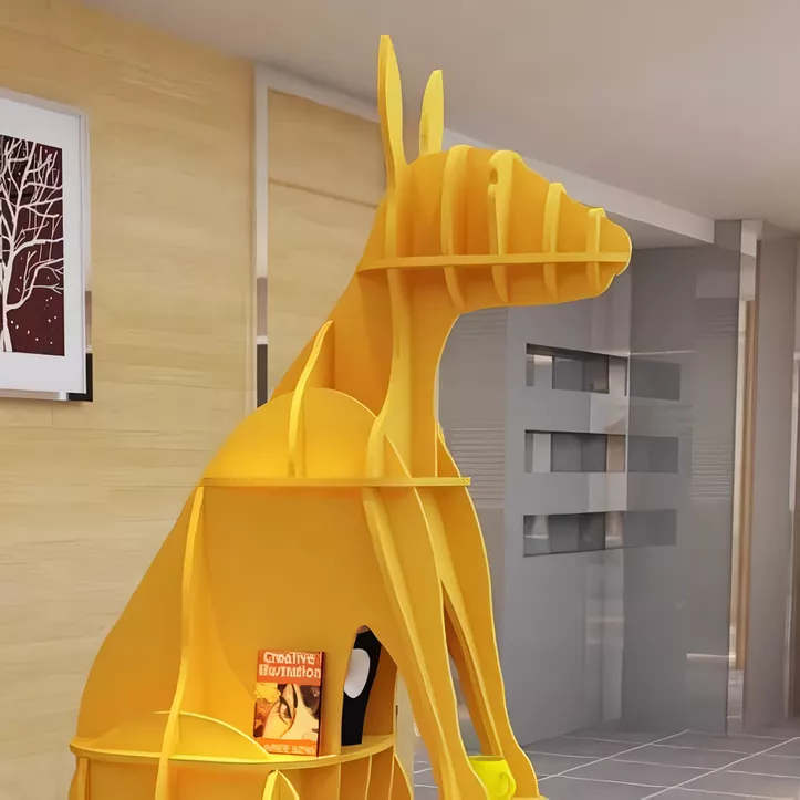 Modern Kangaroo-Shaped Wooden Bookshelf