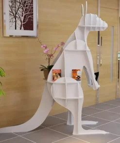 Modern Kangaroo-Shaped Wooden Bookshelf