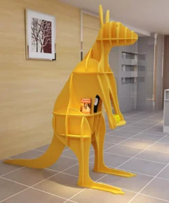 Modern Kangaroo-Shaped Wooden Bookshelf