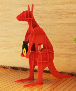 Modern Kangaroo-Shaped Wooden Bookshelf