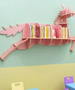 Minimalist Nordic Style Wooden Bookshelf – Cute Wall Shelves for Kids Room & Living Room