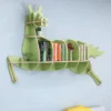 Minimalist Nordic Style Wooden Bookshelf – Cute Pony Horse Wall Shelves for Kids Room & Living Room