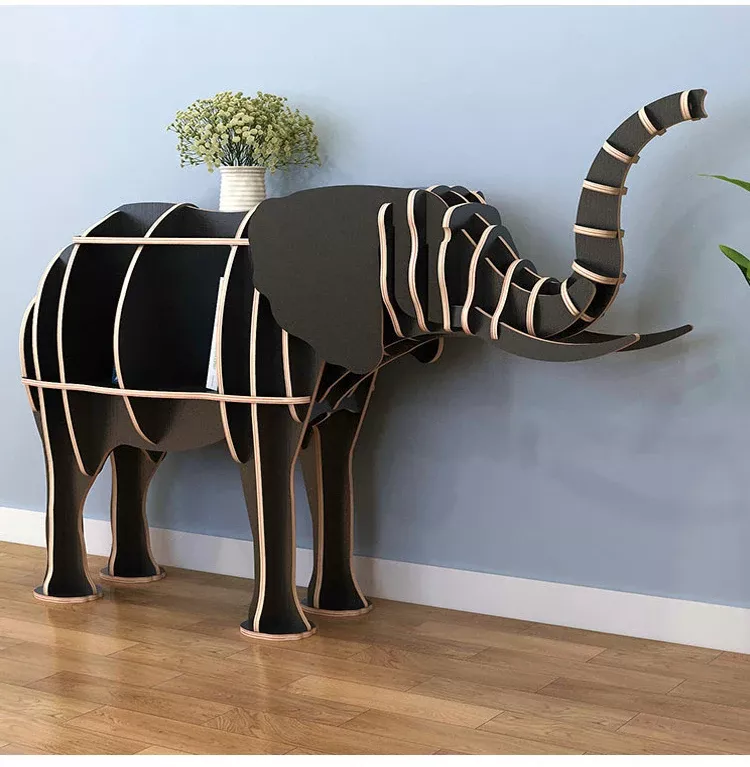 Elephant-Shaped Large Wooden Bookshelf