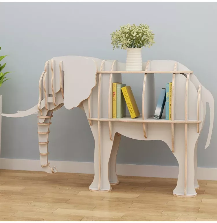Elephant-Shaped Large Wooden Bookshelf