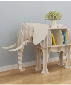 Elephant-Shaped Large Wooden Bookshelf