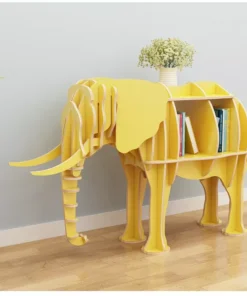 Elephant-Shaped Large Wooden Bookshelf