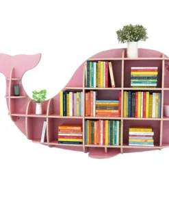 Minimalist Nordic Cute Whale Wall-Mounted Bookshelf for Kids Room & Living Room