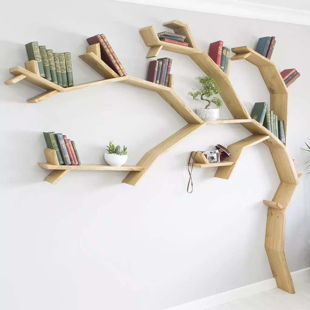 Contemporary Wooden Bookshelf – Modern Home Tree Design